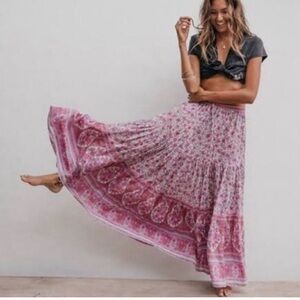 Spell Floral Maxi Skirt in Pink and Purple